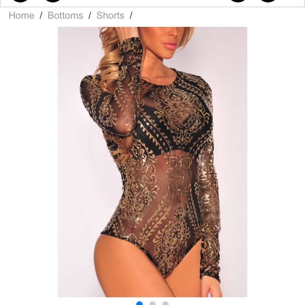 Hotmiamistyles Black Sheer Gold Bodysuit